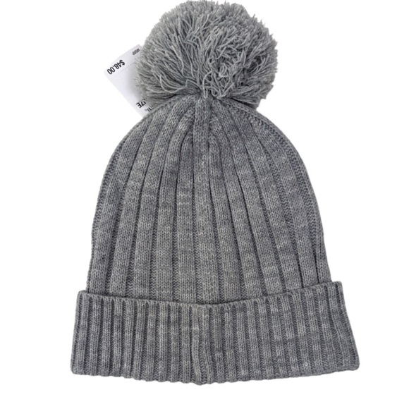 Michael Kors/ MK UNISEX Ribbed Knit Pom Pom beanie style hat in Grey Sealed NWT - Picture 3 of 9
